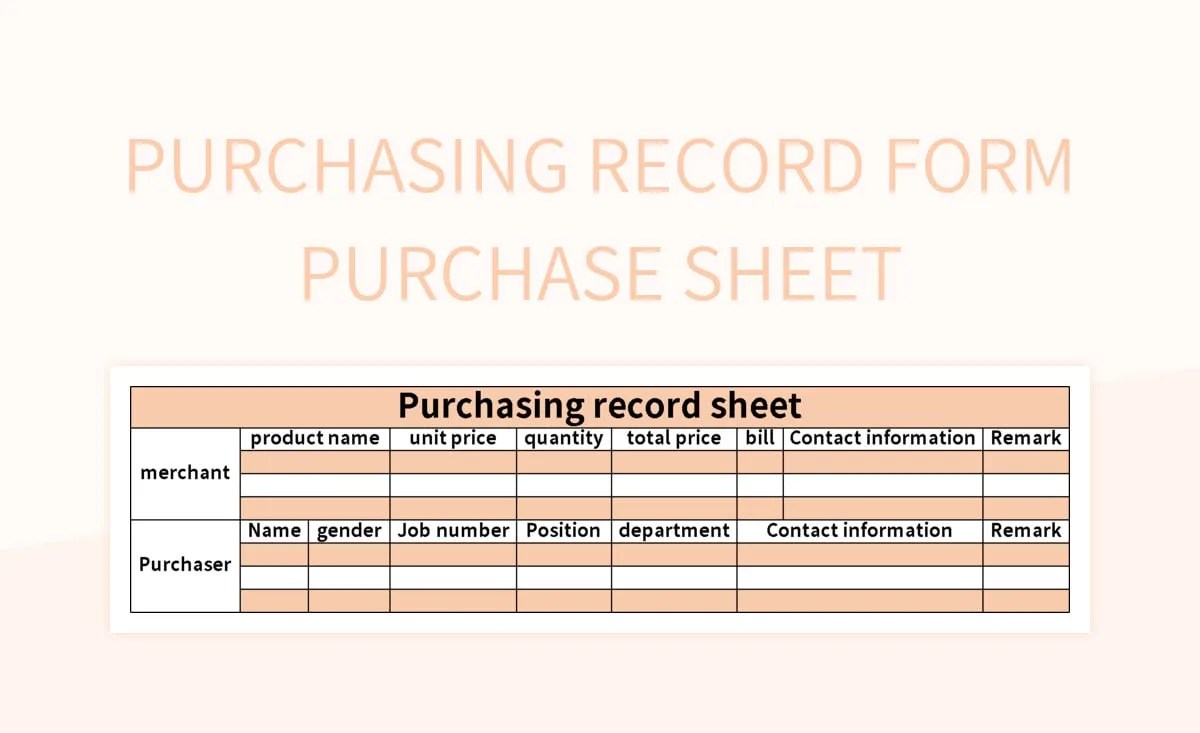 Free Purchase Record Sheet Templates For Google Sheets And Microsoft