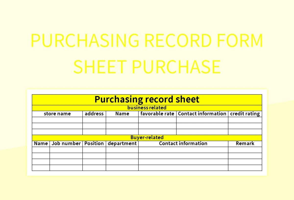 Free Purchase Record Sheet Templates For Google Sheets And Microsoft