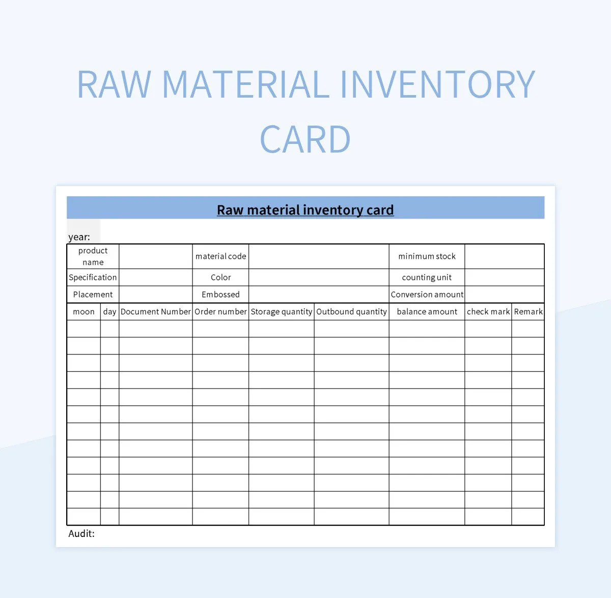 Free Raw Material Inventory Card Template Templates For Google Sheets