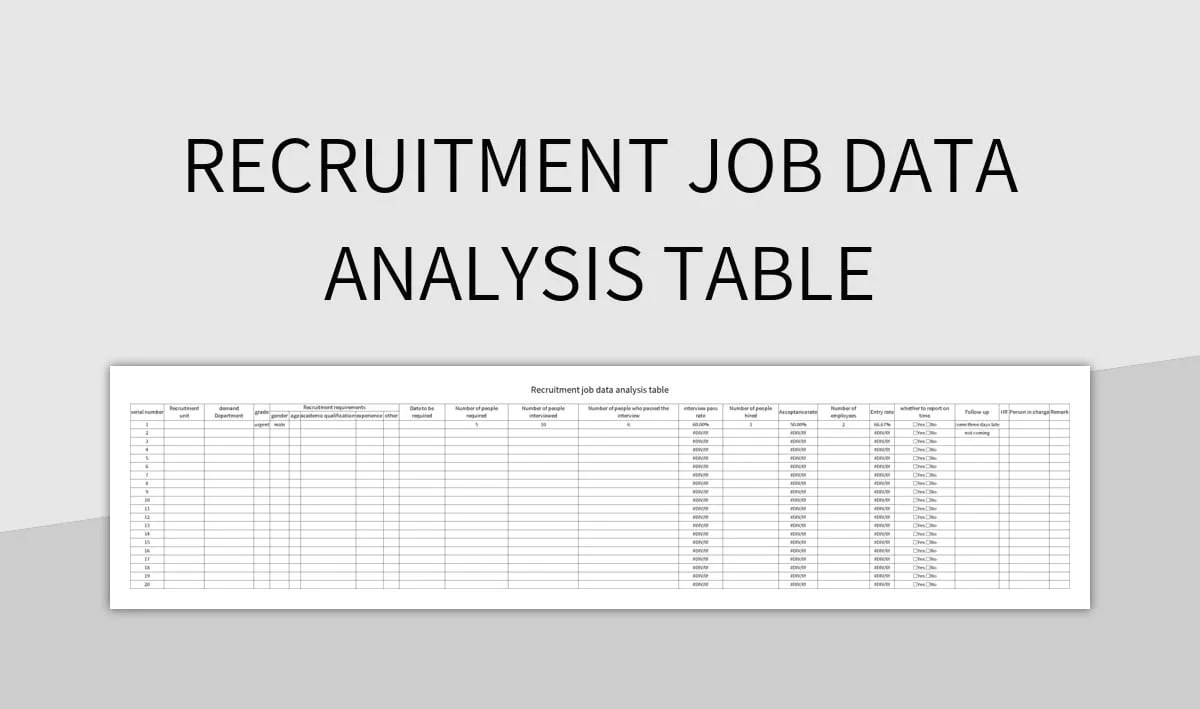 Recruitment Job Data Analysis Table Excel Template And Google Sheets