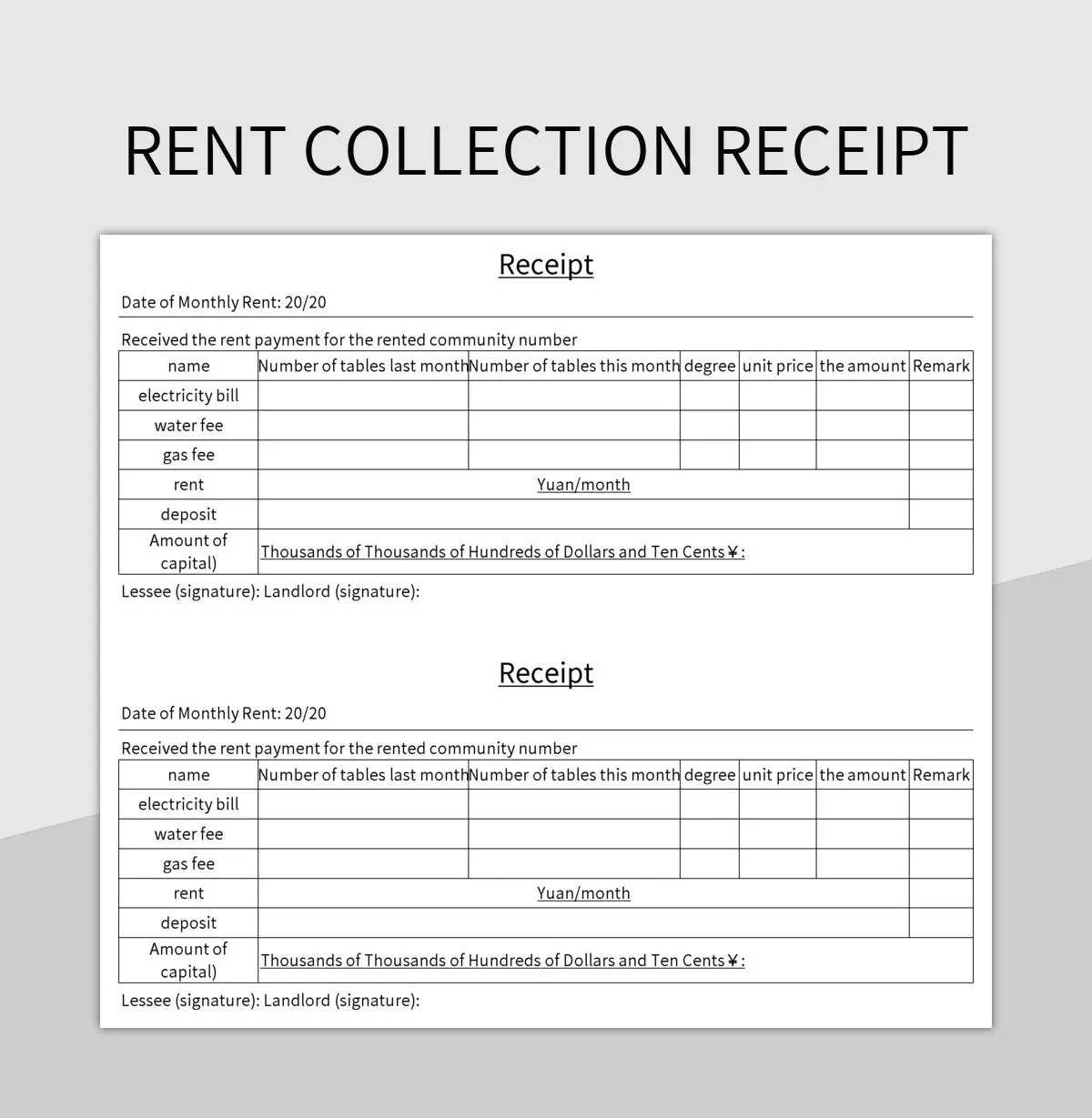 Landlord Rent Collection Statistical Table Excel Template And Google