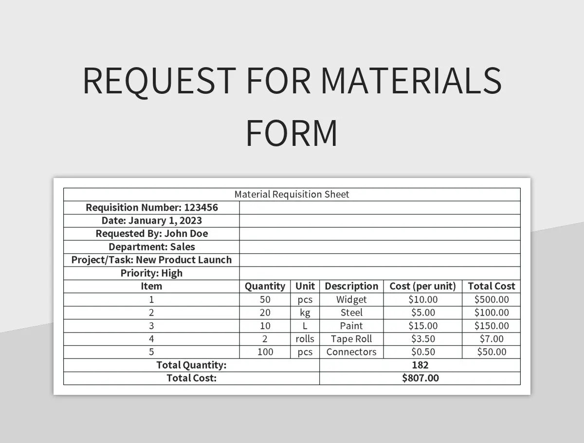 Free Material Requisition Slip Templates For Google Sheets And