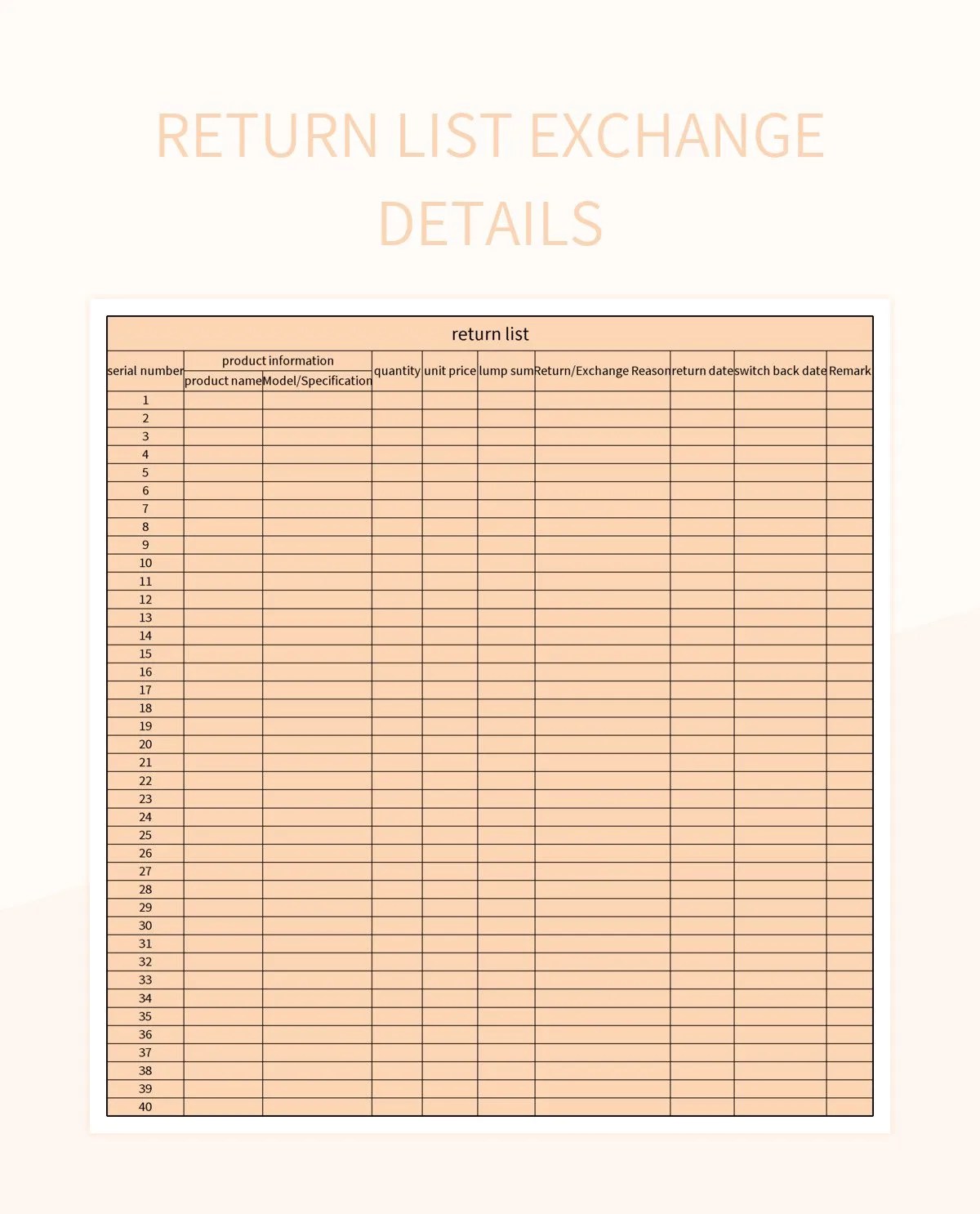 Return List Details Registration Excel Template And Google Sheets File