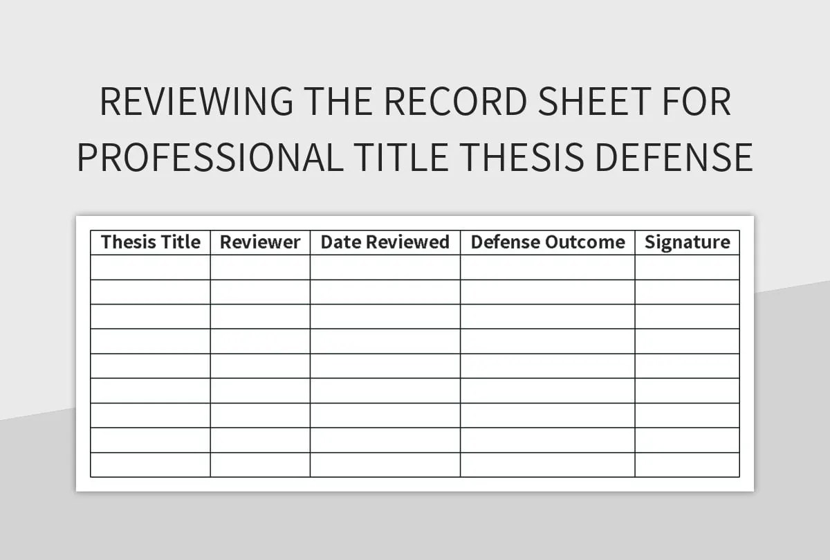 Graduation Thesis Defense Record Sheet Enhancing Documentation And Evaluation Efficiency Excel