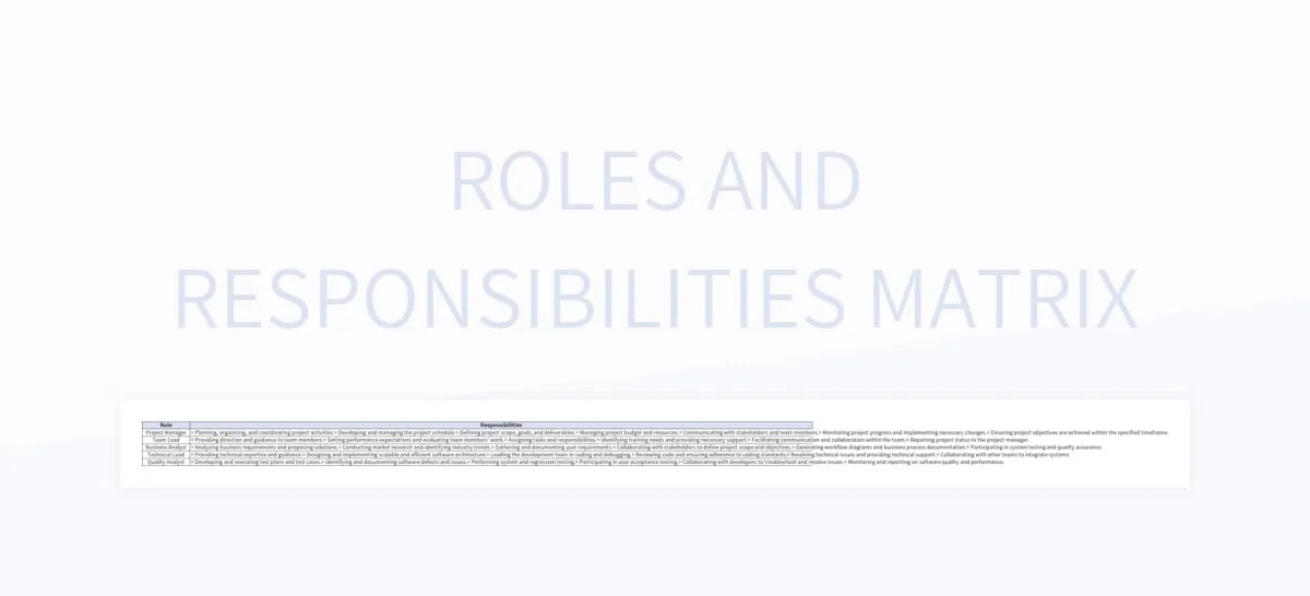 Free Roles And Responsibilities Matrix Templates For Google Sheets And