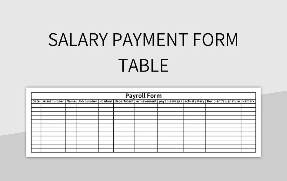 Salary Payment Form Table Excel Template And Google Sheets File For