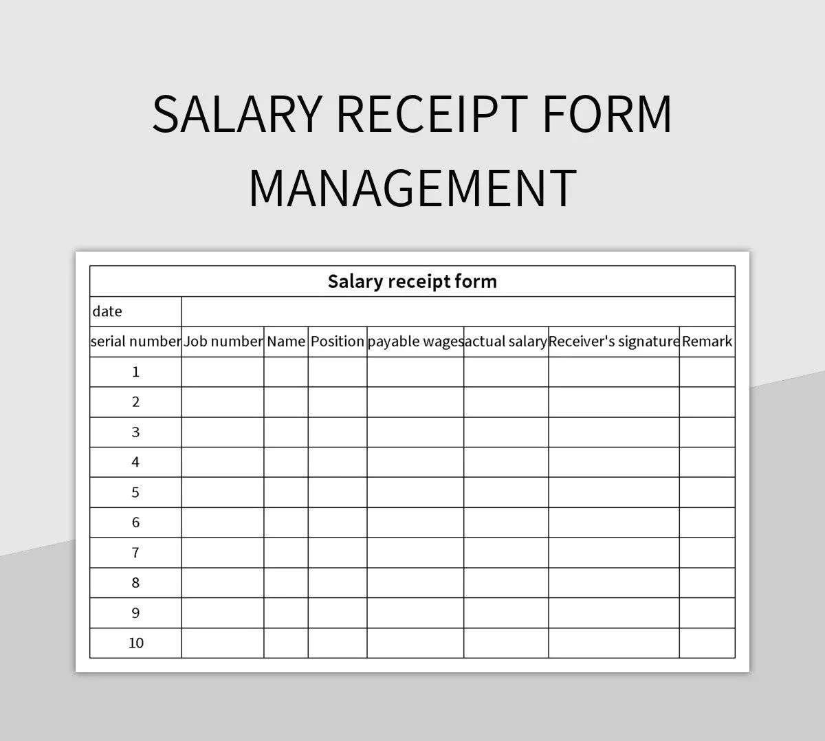 Salary Receipt Form Management Excel Template And Google Sheets File
