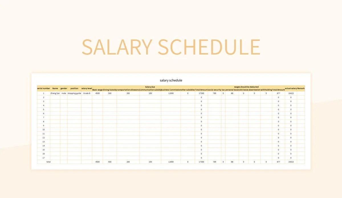 Salary Schedule Excel Template And Google Sheets File For Free Download