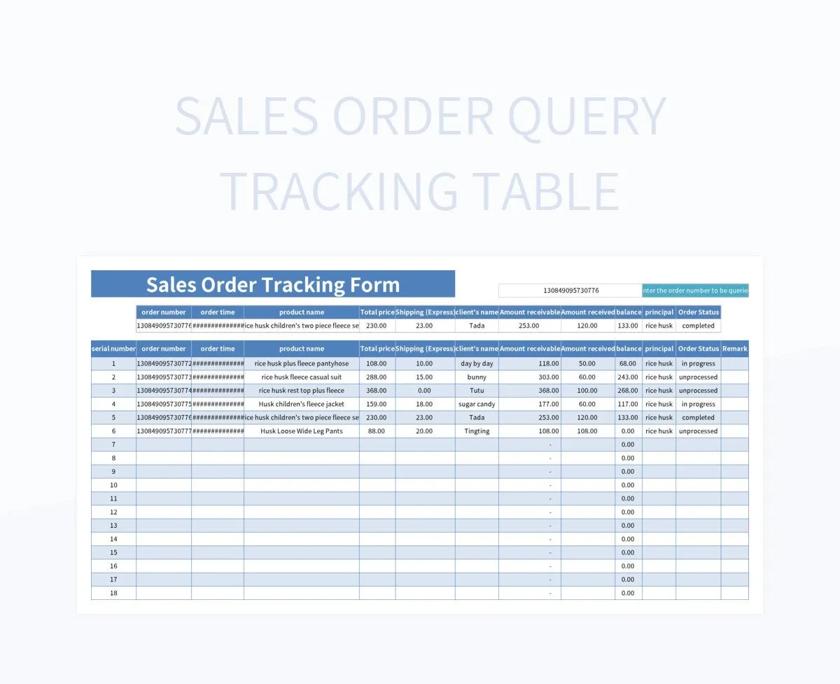 Sales Order Query Tracking Table Excel Template And Google Sheets File