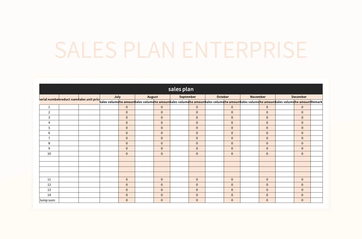 Sales Plan Enterprise Excel Template And Google Sheets File For Free