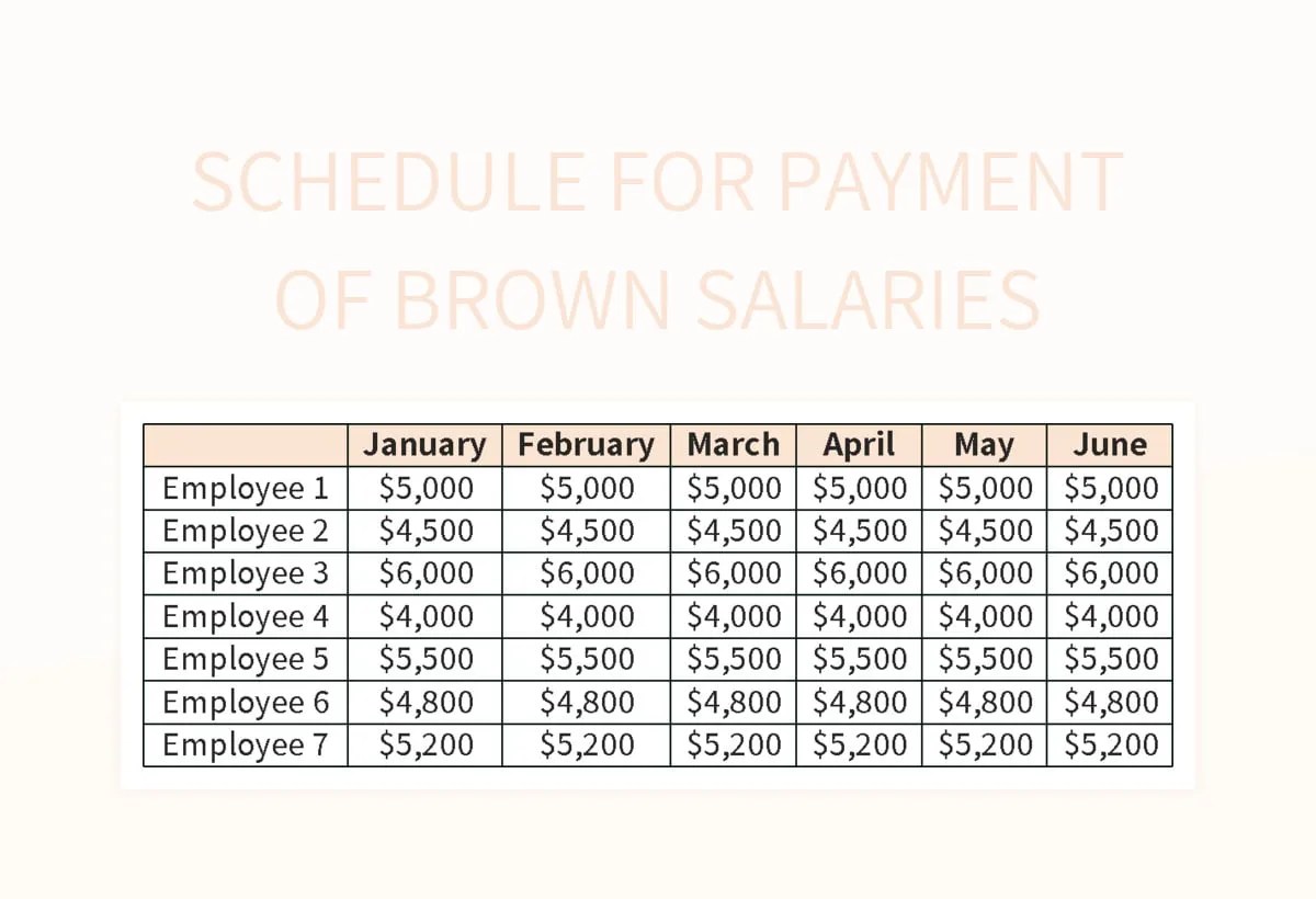 Schedule For Payment Of Brown Salaries Excel Template And Google Sheets