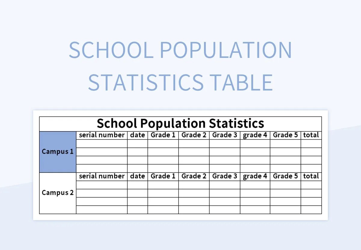 School Population Statistics Table Excel Template And Google Sheets