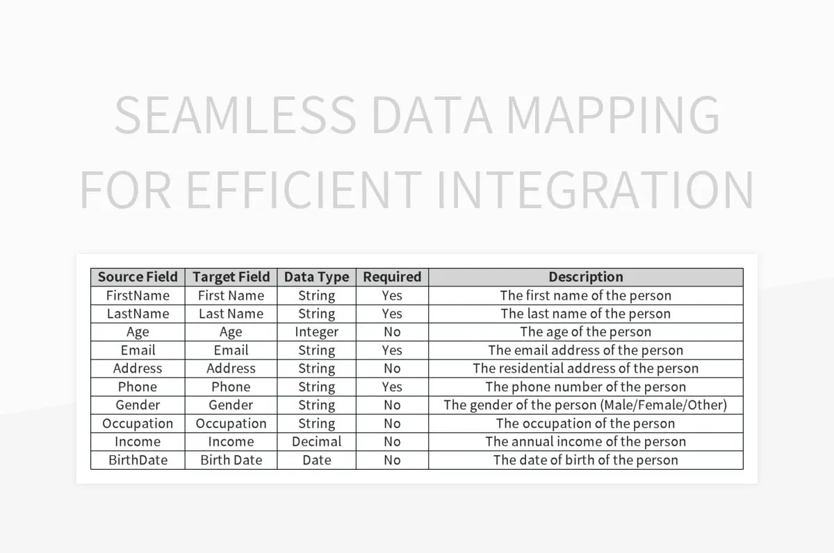 Seamless Data Mapping For Efficient Integration Excel Template And