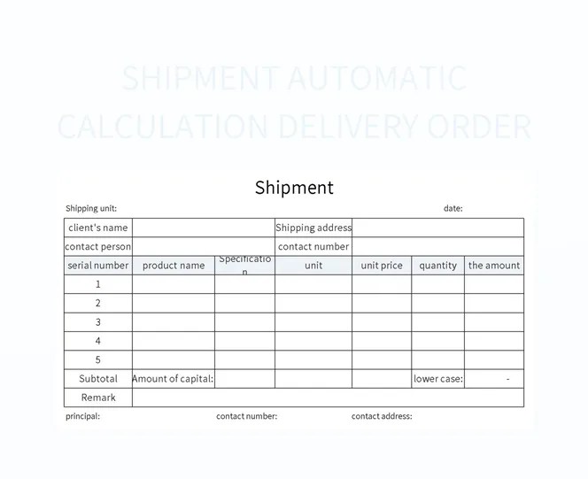 Shipment Automatic Calculation Delivery Order Excel Template And Google