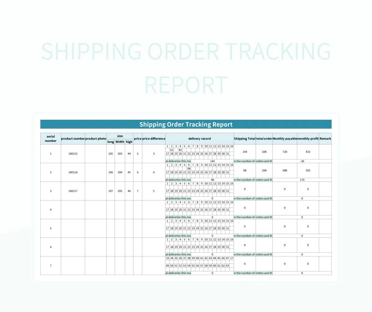 Shipping Order Tracking Report Excel Template And Google Sheets File