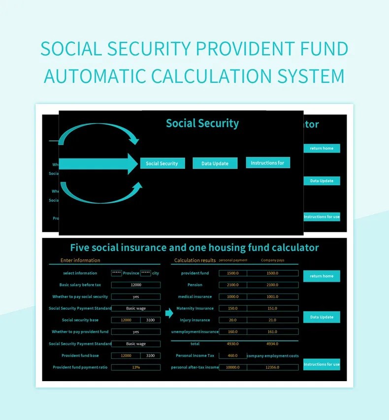 Social Security Provident Fund Automatic Calculation System Excel