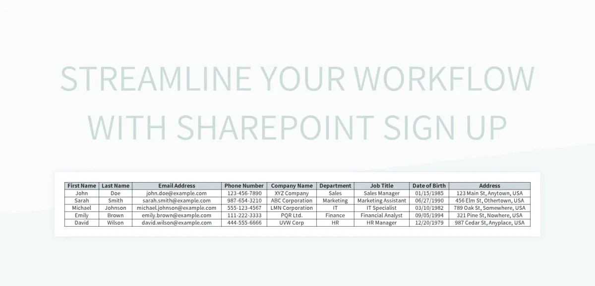 Streamline Your Workflow With SharePoint Sign Up Excel Template And Google Sheets File For Free