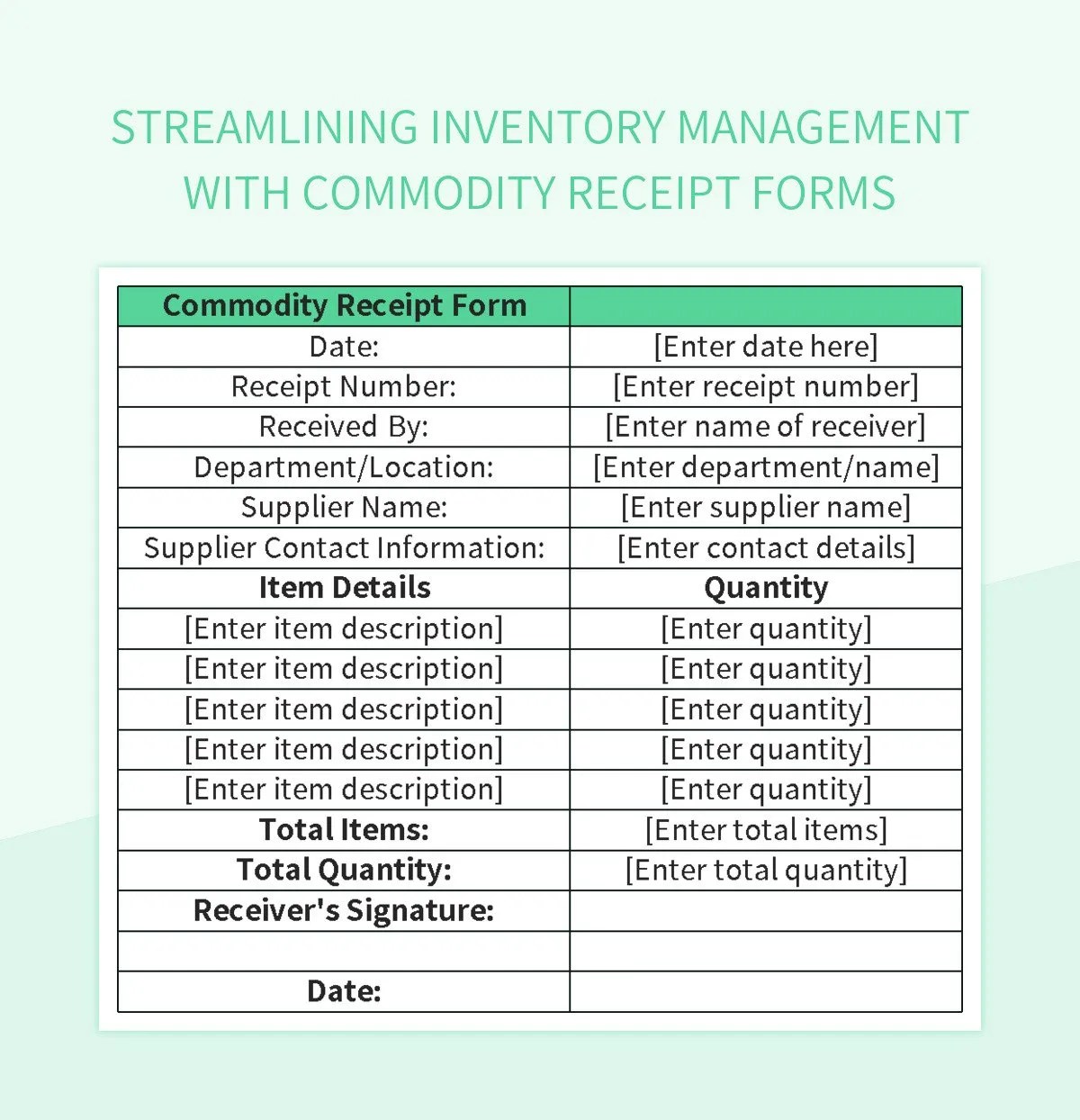 Streamlining Commodity Inventory Management With An Efficient Form