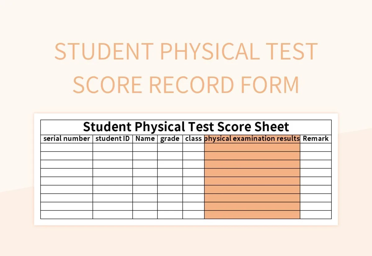 Free Student Physical Test Score Record Form Templates For Google