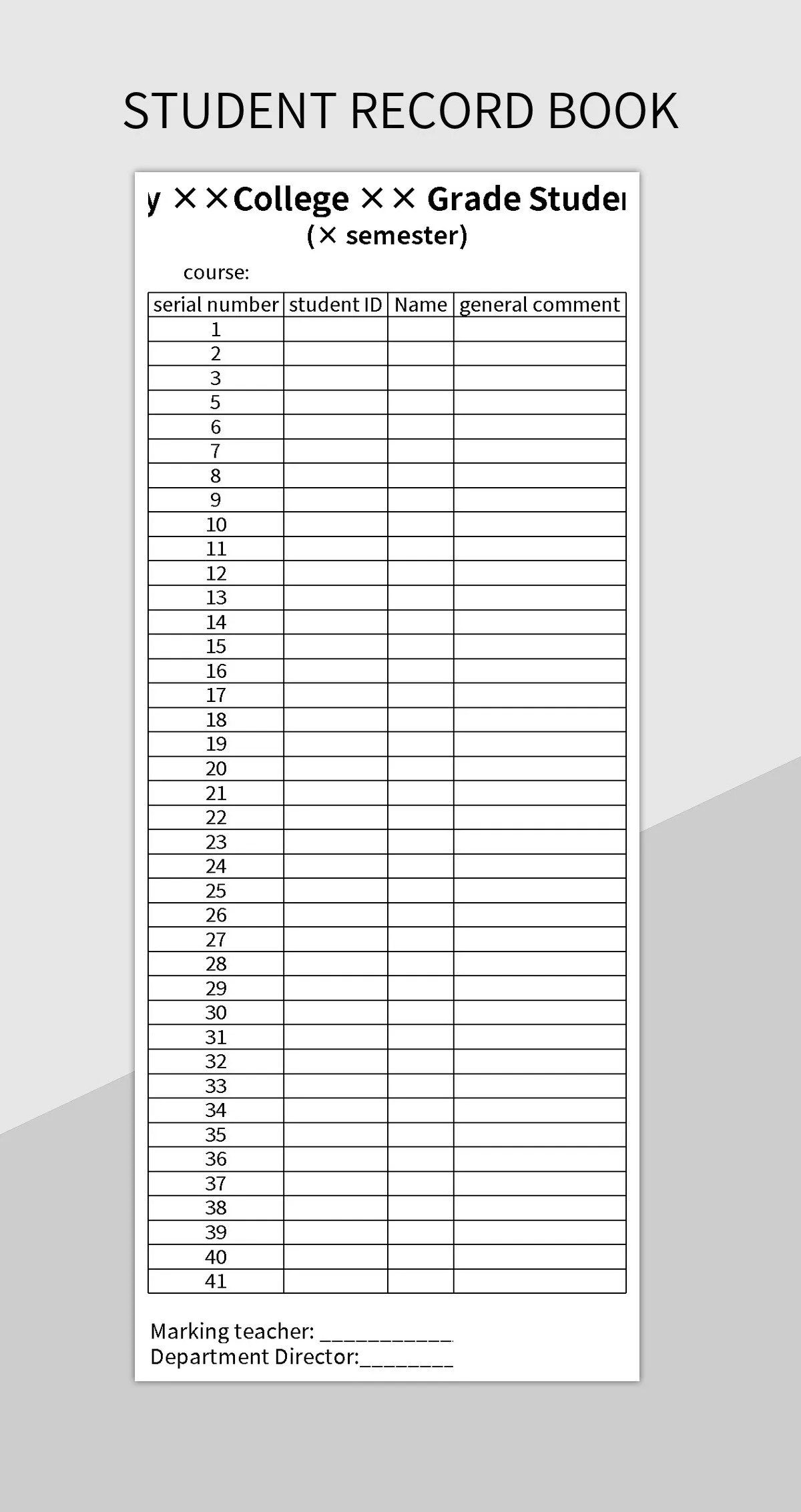 Free Student Record Book Templates For Google Sheets And Microsoft