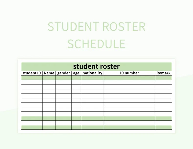 Free Roster Tables Templates For Google Sheets And Microsoft Excel Slidesdocs