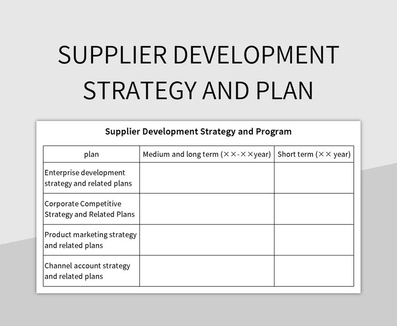 Supplier Development Strategy And Plan Excel Template And Google Sheets File For Free Download