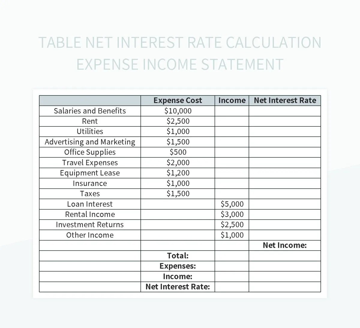 Free Interest Rate Calculation Templates For Google Sheets And Microsoft Excel Slidesdocs