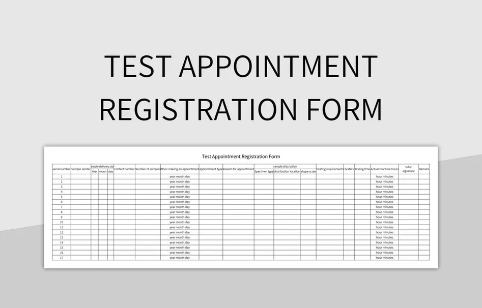 Test Appointment Registration Form Excel Template And Google Sheets