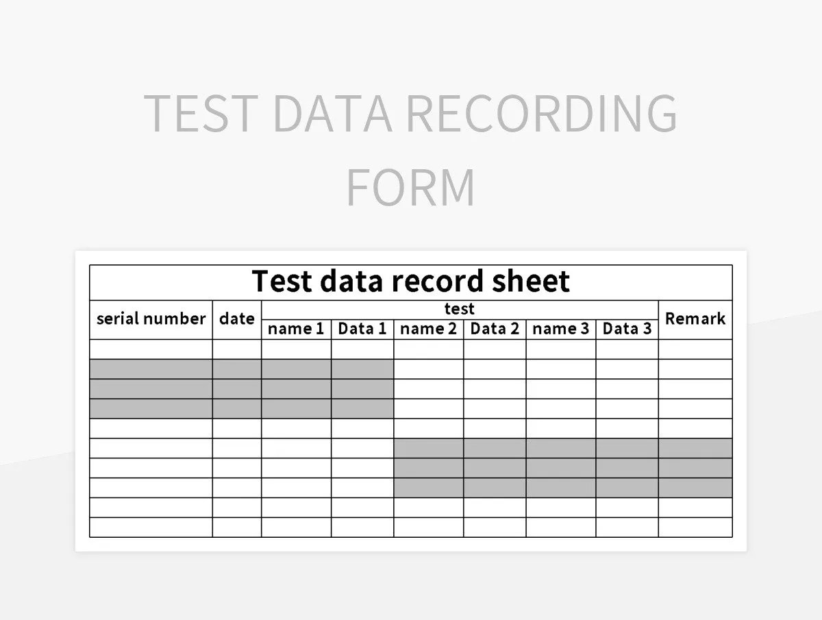 Test Data Recording Form Excel Template And Google Sheets File For Free