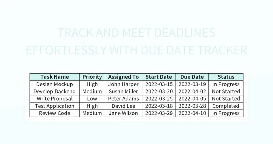 Track And Meet Deadlines Effortlessly With Due Date Tracker Excel