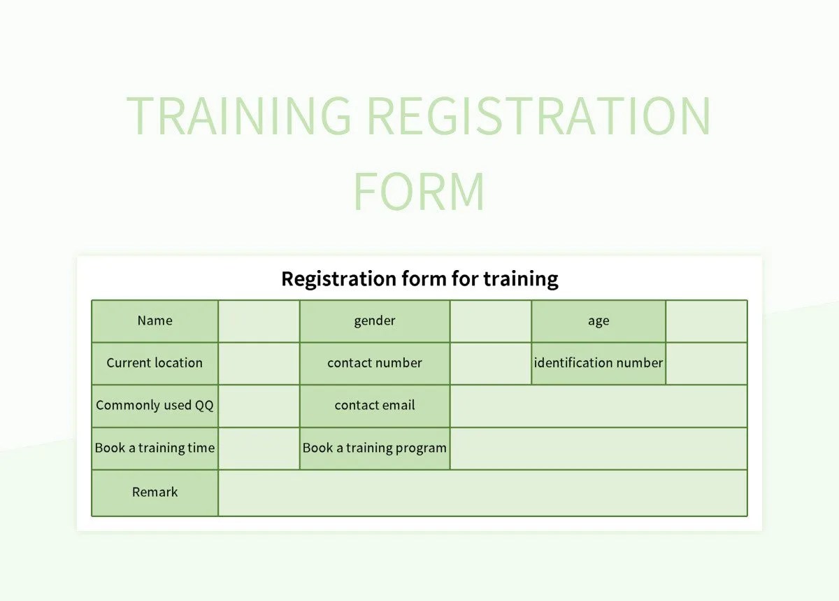 Training Registration Form Excel Template And Google Sheets File For