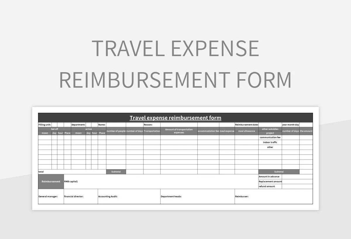 Travel Expense Reimbursement Form Excel Template And Google Sheets File