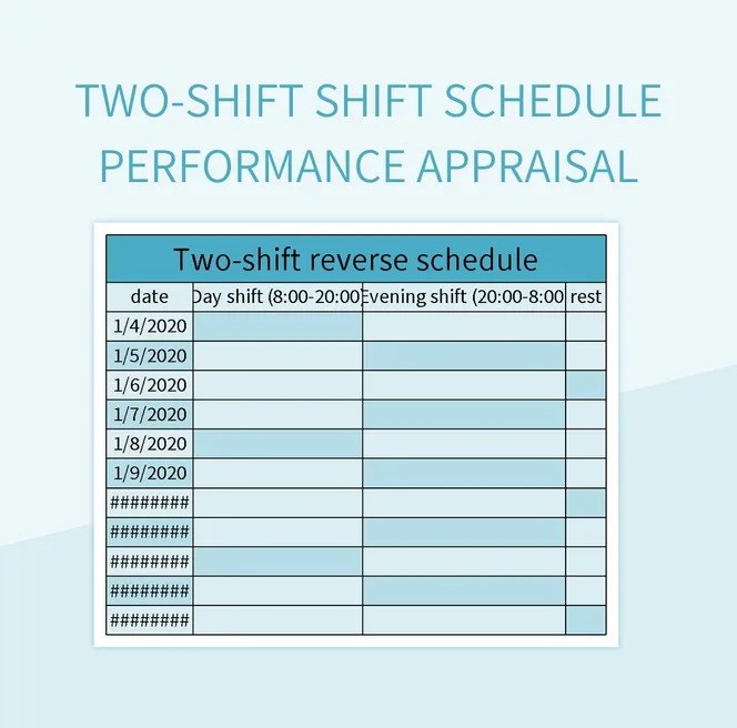 Twoshift Shift Schedule Performance Appraisal Excel Template And