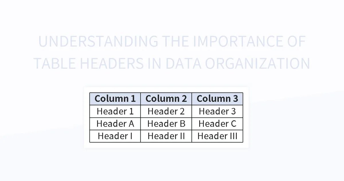 Understanding The Importance Of Table Headers In Data Organization Excel Template And Google