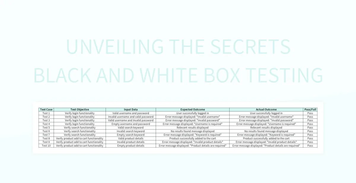 Unveiling The Secrets Black And White Box Testing Excel Template And