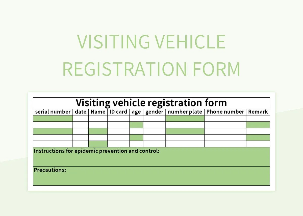 Visiting Vehicle Registration Form Excel Template And Google Sheets