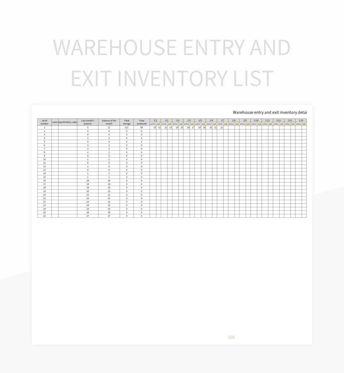Warehouse Entry And Exit Inventory List Excel Template And Google