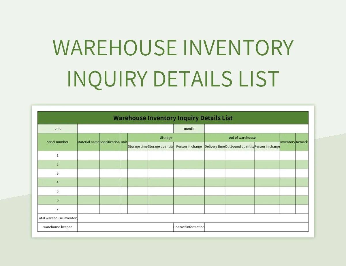 Simple Warehouse Inventory Inventory List Excel Template And Google