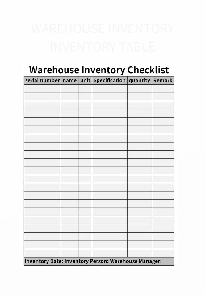 Warehouse Inventory Inventory Table Excel Template And Google Sheets