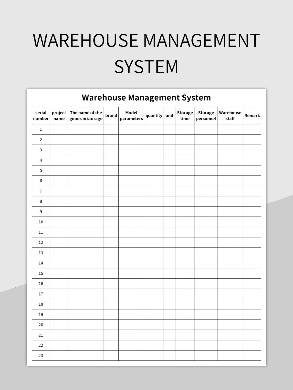 Warehouse Management System Excel Template And Google Sheets File For