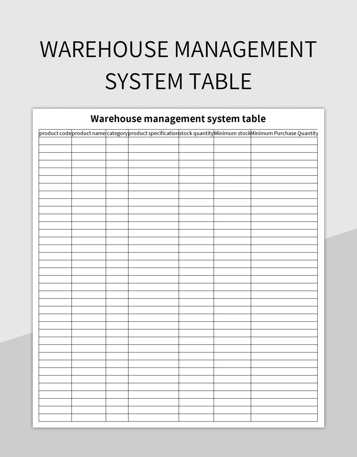 Warehouse Management System Table Excel Template And Google Sheets File