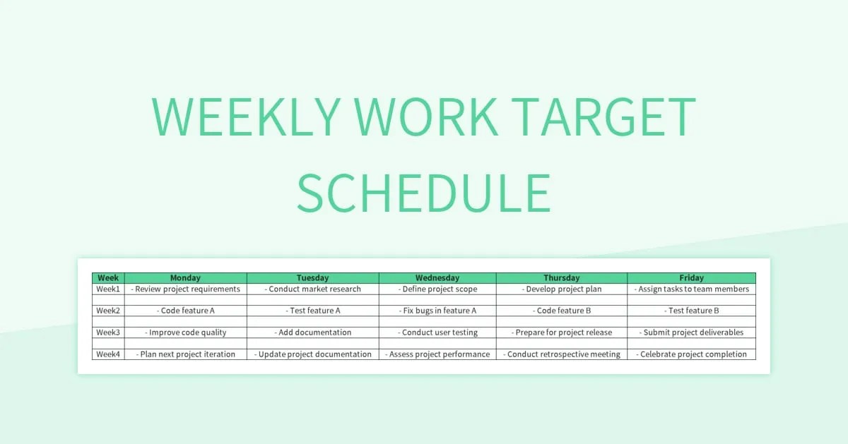 Free Work Target Schedule Templates For Google Sheets And Microsoft