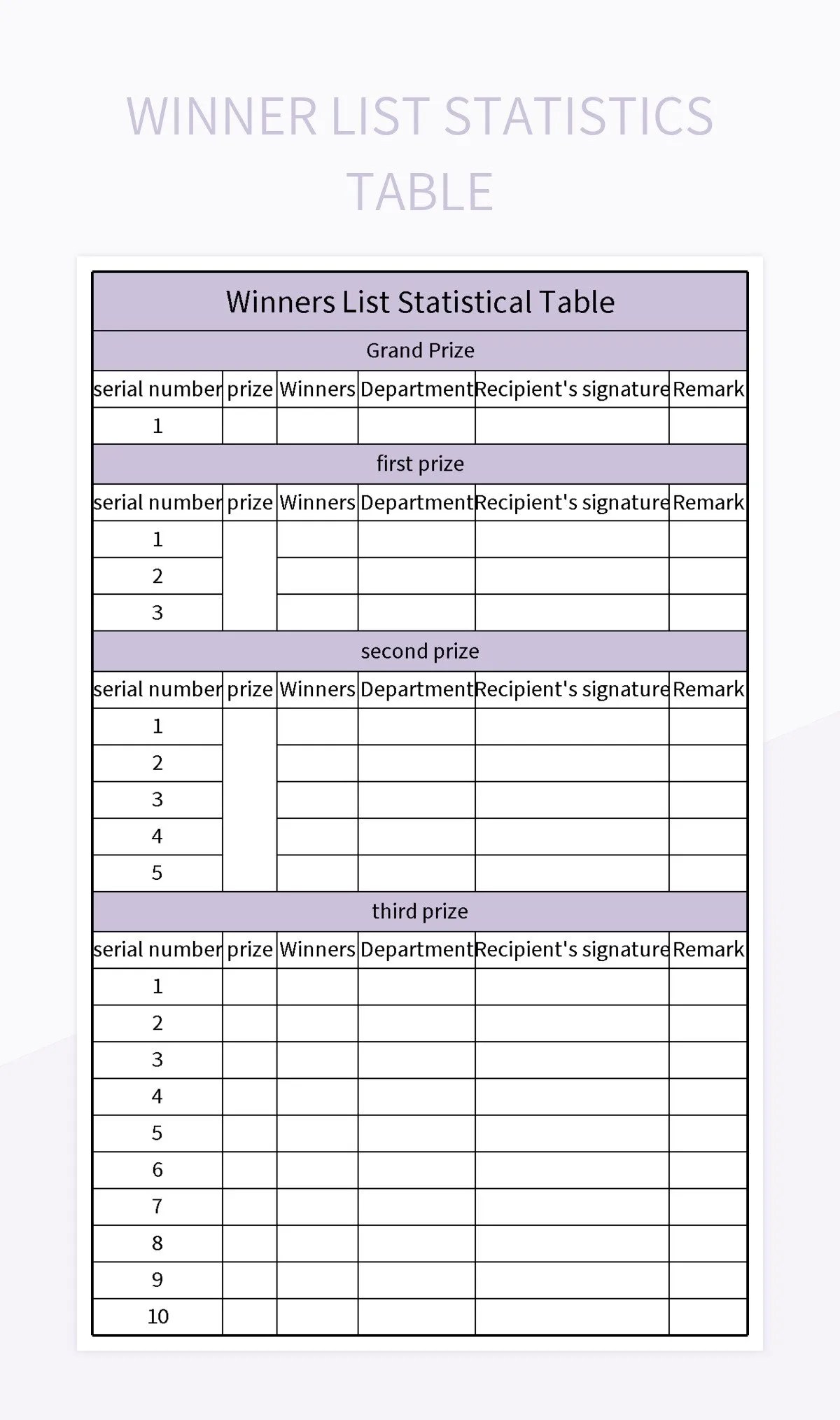 Free Winner List Templates For Google Sheets And Microsoft Excel