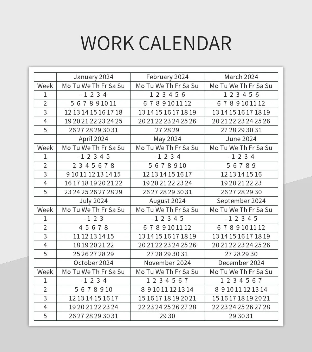 Work Calendar Excel Template And Google Sheets File For Free Download Slidesdocs Work Calendar Excel Template And Google Sheets File For Free Download Slidesdocs