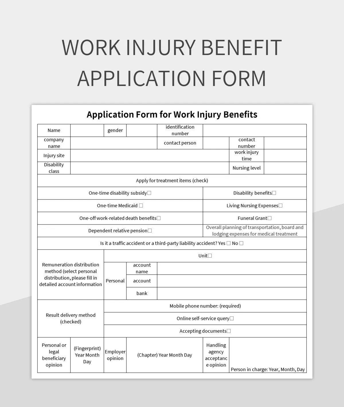 Work Injury Benefit Application Form Excel Template And Google Sheets