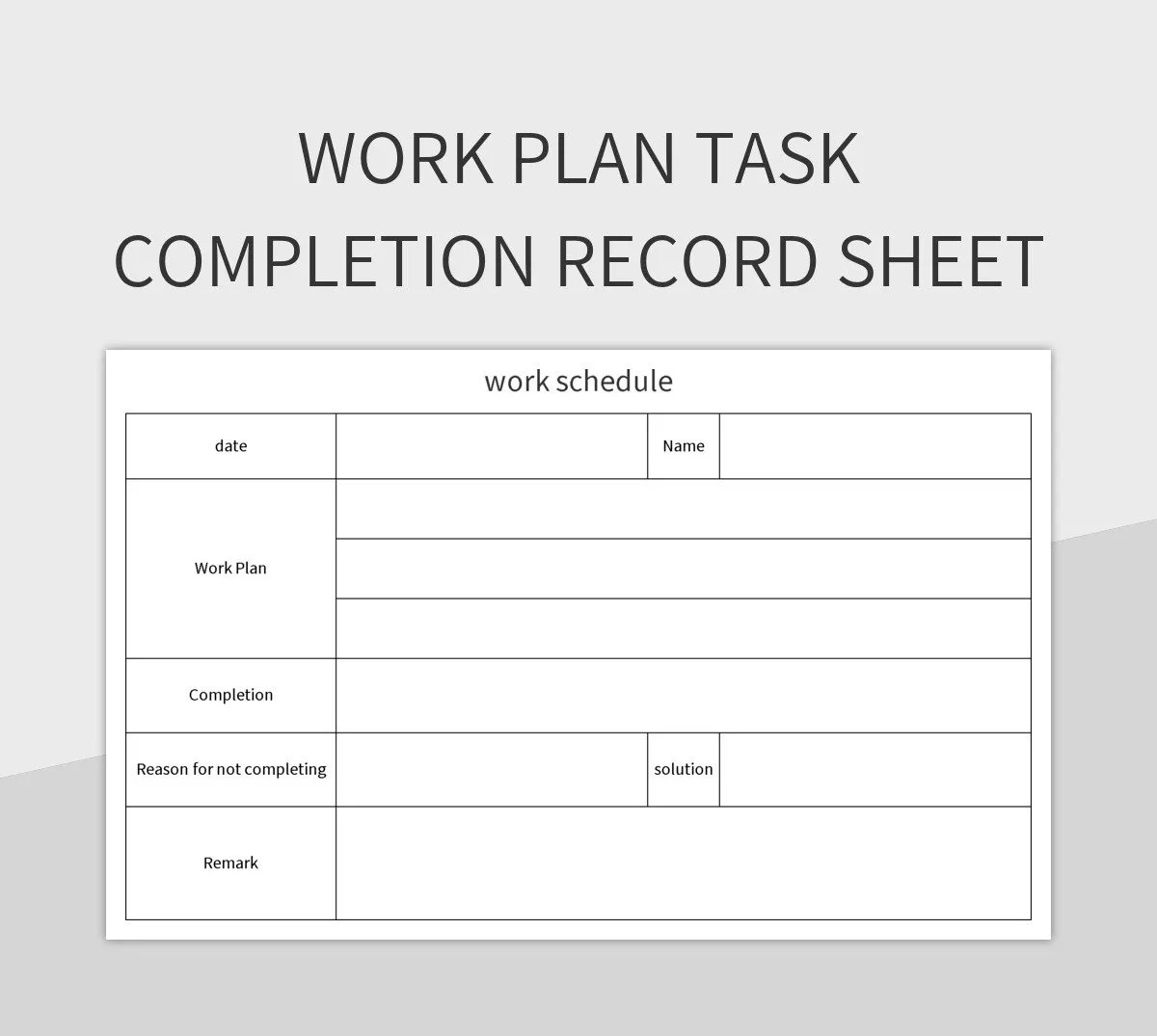 Work Plan Task Completion Record Sheet Excel Template And Google Sheets File For Free Download Work Plan Task Completion Record Sheet Excel Template And Google Sheets File For Free Download