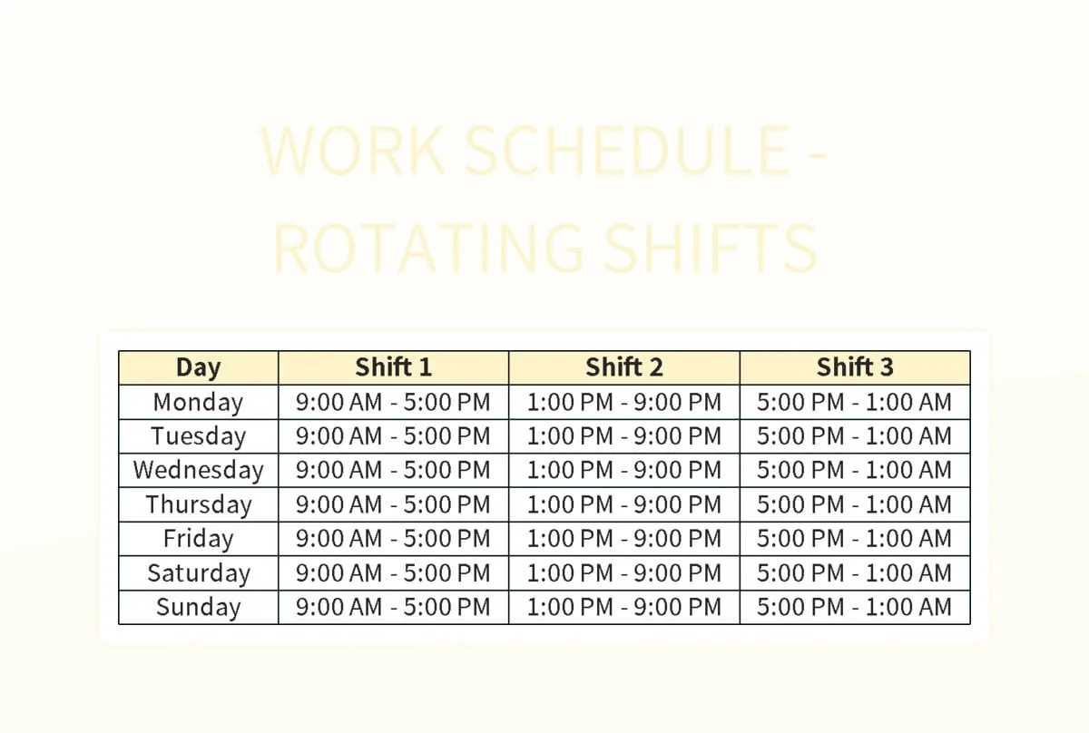 Free Rotating Shifts Templates For Google Sheets And Microsoft Excel
