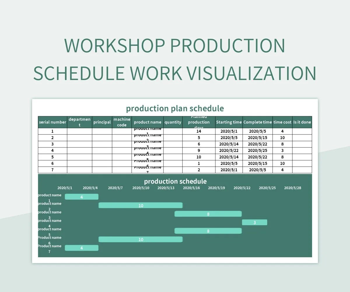 Production Schedule Work Visualization Excel Template And