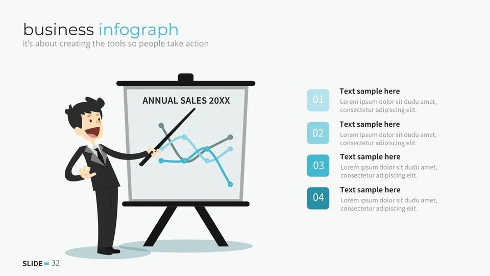 Cartoon Man Pointing At Chart On Flip Chart Board Google Slide Theme
