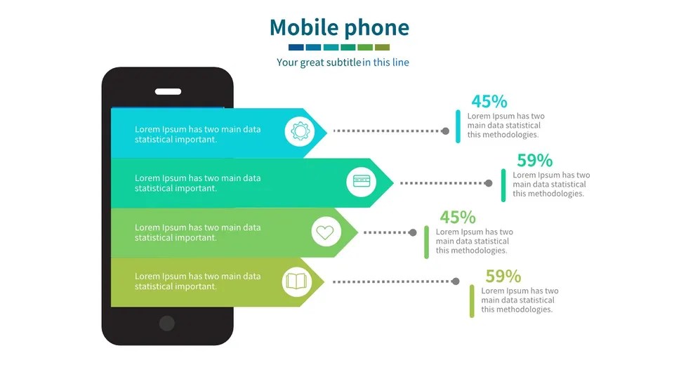 Cell Phone With Line Of Icons Google Slide Theme And Powerpoint